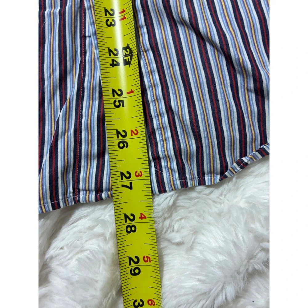 Polo Ralph Lauren Mens Custom Fit Striped Button Down Shirt Blue Red L 16.5